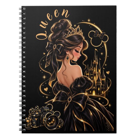 Cahier à spirale noir et or de la Reine (Devant)