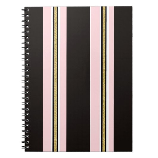 Cahier à spirale noir or rose et blanc (Devant)
