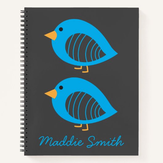 Cahier à spirale oiseau bleu original (Devant)