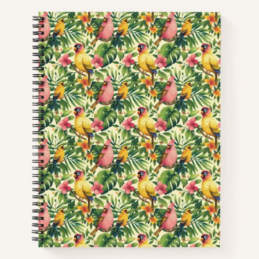 Cahier à spirale Oiseaux et Fleurs Tropicaux (Devant)