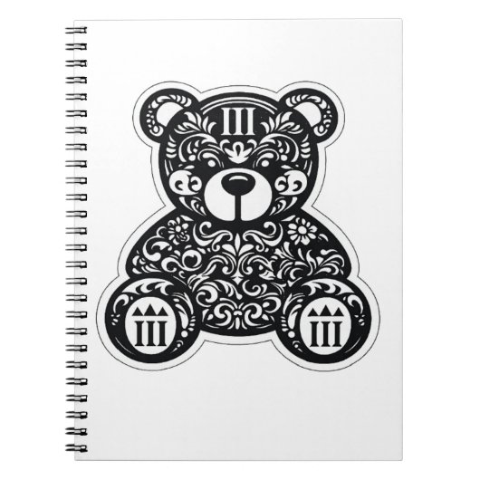 Cahier à spirale ours noir et blanc urbain (Devant)