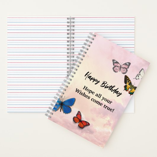 Cahier à spirale Papillon Déchiré Lilac Rose Rêveu (À l'intérieur)