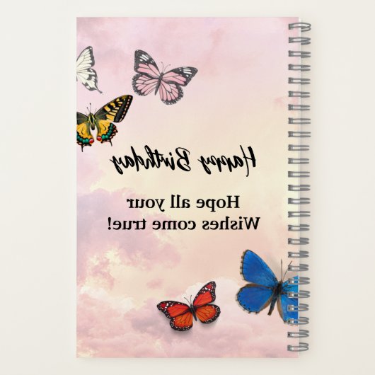 Cahier à spirale Papillon Déchiré Lilac Rose Rêveu (Verso)
