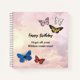 Cahier à spirale papillon déchiré rêveur lilas ros