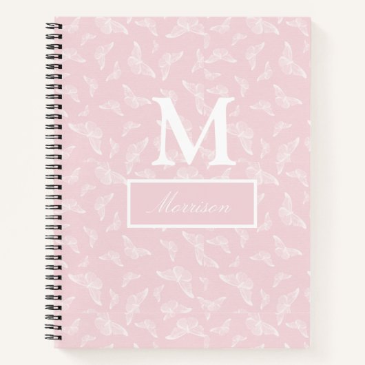 Cahier à spirale papillon rose pour femmes (Devant)