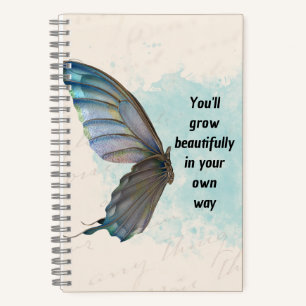 Cahier à spirale papillon vintage bleu beige