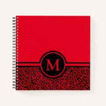 Cahier à spirale personnalisé au monogramme rouge