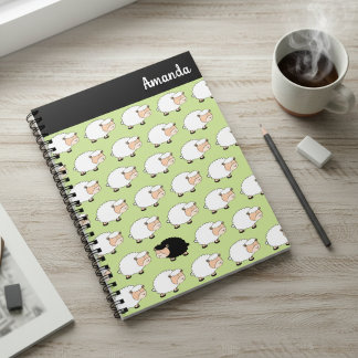 Cahier à spirale personnalisé avec nom Mouton noir