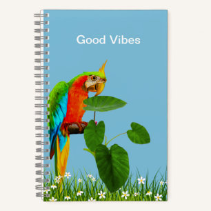 Cahier à spirale personnalisé avec oiseau ara et p