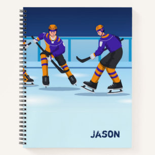 Cahier à spirale personnalisé de hockey sur glace