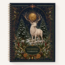 Cahier à spirale personnalisé du cerf de Yule