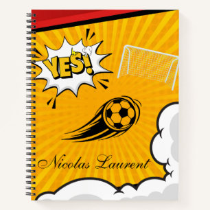 Cahier à spirale personnalisé jaune de football
