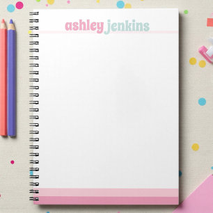 Cahier à spirale personnalisé rose et menthe