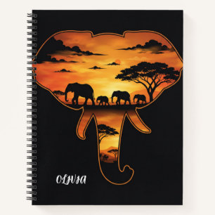 Cahier à spirale personnalisé silhouette éléphant