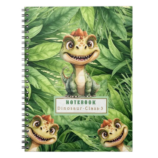 Cahier à spirale photo de dinosaure avec nom perso (Devant)