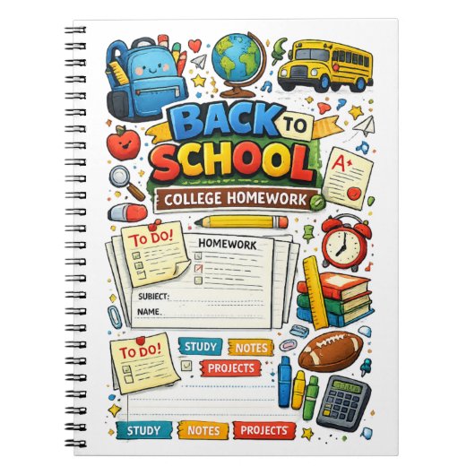Cahier à spirale pour devoirs de collège Retour à (Devant)