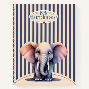 cahier à spirale pour enfants Éléphant et lignes b