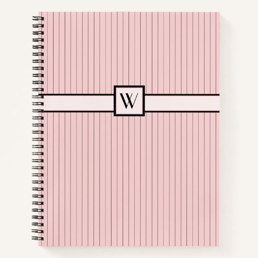 Cahier à spirale rose avec rayures noires (Devant)