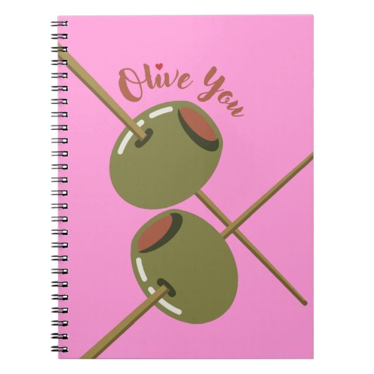 Cahier à spirale rose mignon Olive You | Drôle d'o (Devant)