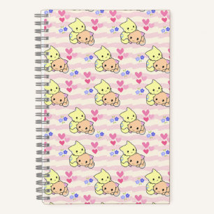 Cahier à spirale rose motifs de chatons Kawaii mig