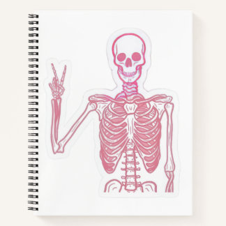 Cahier à spirale signe de paix squelette rose esth
