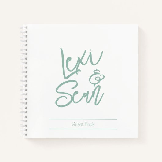 Cahier à spirale vert sauge pour douche de mariée (Devant)