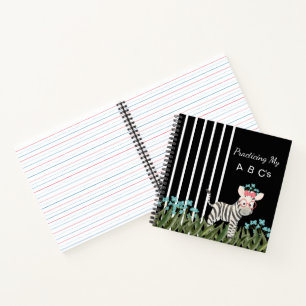 Cahier à spirale Zèbre Camouflé Avec Fleurs Bleues