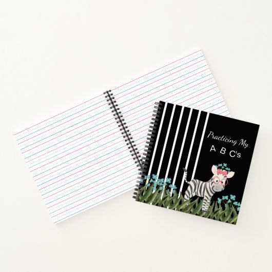 Cahier à spirale Zèbre Camouflé Avec Fleurs Bleues (Intérieur)