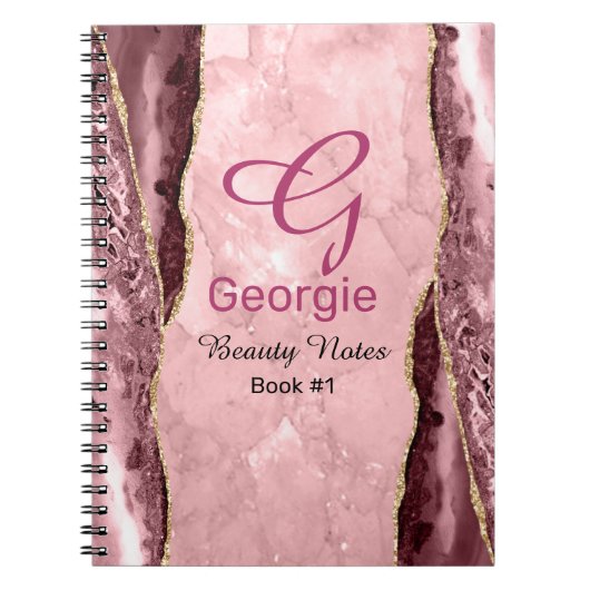 Cahier Agate Rose & Or (Devant)