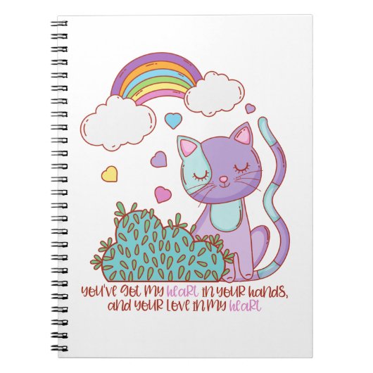 Cahier arc-en-ciel de Rainbow Kitten + citation (Devant)