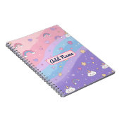 Cahier Arc-en-Ciel Licorne Pastel Mignon – Nom Mod (Côté Droit)
