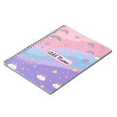 Cahier Arc-en-Ciel Licorne Pastel Mignon – Nom Mod (Côté gauche)