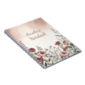 Cahier au style de fleurs sauvages rose-rougissant (Côté Droit)