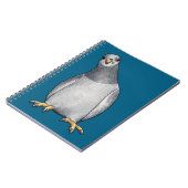 Cahier avec couverture turquoise et motif de pigeo (Côté gauche)