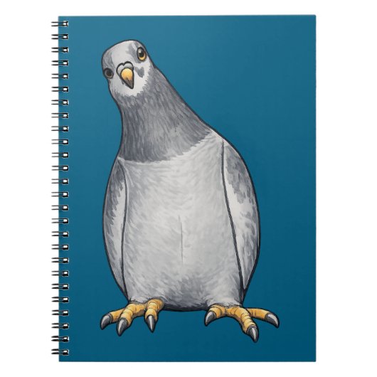 Cahier avec couverture turquoise et motif de pigeo (Devant)