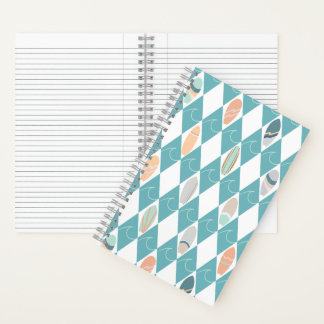 Cahier avec design bohème de plage et de planche d