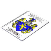 Cahier avec nom de famille Evans et blason (Côté gauche)