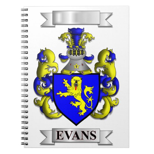 Cahier avec nom de famille Evans et blason (Devant)