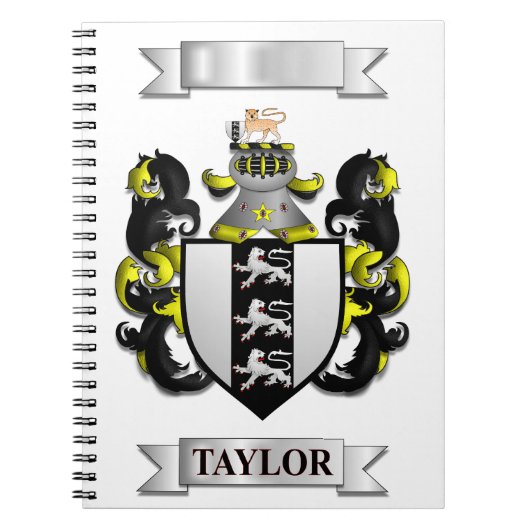 Cahier avec nom de famille Taylor et blason (Devant)