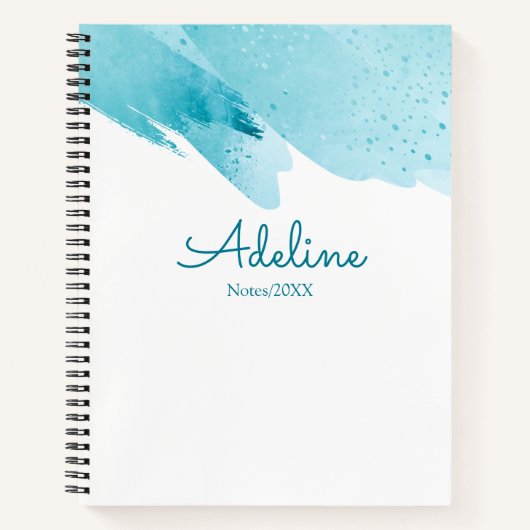 Cahier bleu à script simple personnalisé moderne (Devant)