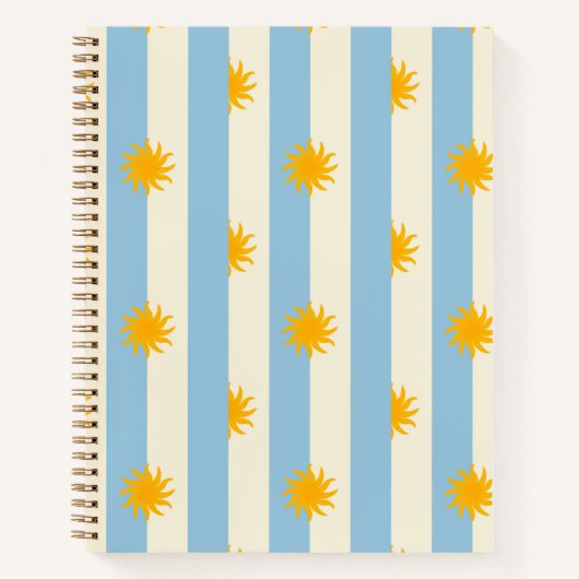 Cahier bleu crème rayé éclat doré - L (Devant)