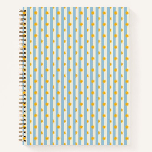 Cahier bleu crème rayé - Soleil levant - S (Devant)