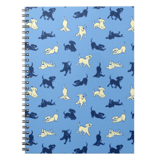 Cahier Bleu Uni Chiots Labrador Jaune et Noir (Devant)