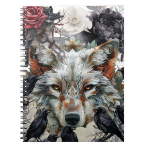 Cahier Bohème Unique et Mignon Loup Corbeau & Flor