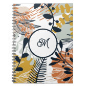 Cahier Boho Navy Brun Feuilles Dorées (Devant)
