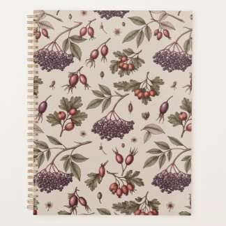 Cahier botanique vintage cynorrhodon et sureau