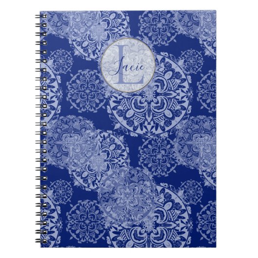 Cahier Brodé Mandalas Boho Blues Moody (Devant)
