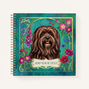 Cahier carré personnalisé Lhasa Apso Brun Rouge