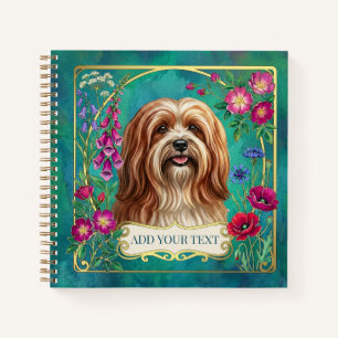Cahier carré personnalisé rouge blanc Lhasa Apso