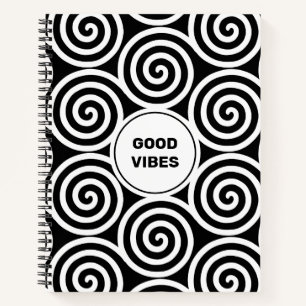 Cahier Cercles Spirales Abstraits en Noir et Blanc